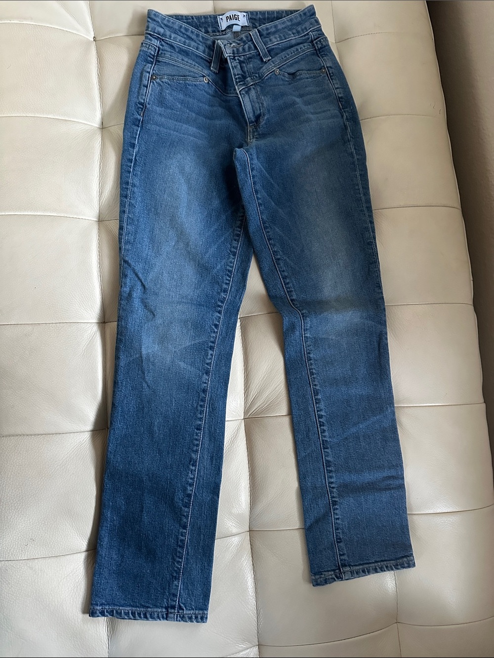 PAIGE Dark Blue Straight-Leg Jeans